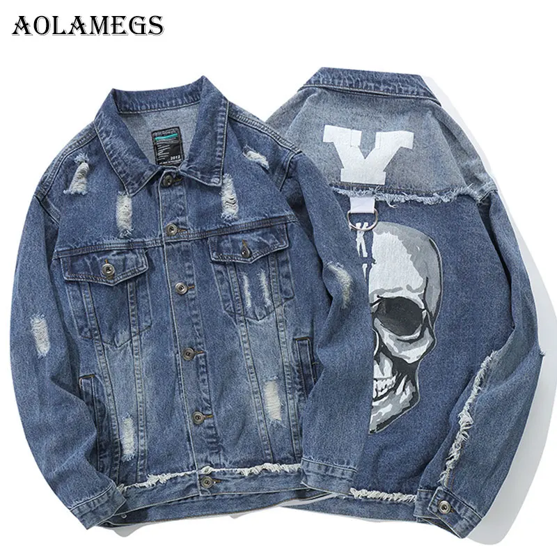 Aolamegs Denim Jacket Men Skull Printed Cowboy Men's Jacket Hip Hop Outwear Men Coat Casual High Street Fashion Streetwear
Aolamegs Denim Jacket Men Skull Printed Cowboy Men's Jacket Hip Hop Outwear Men Coat Casual High Street Fashion Streetwear