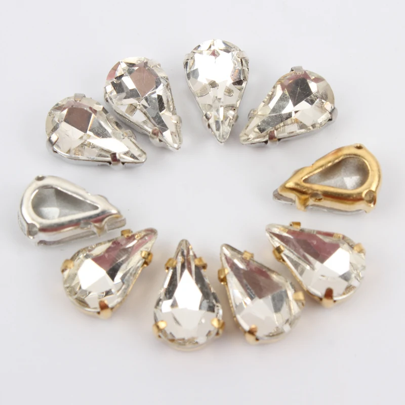 Super shinning crystal clear Tip-water Drop shap Sew On "k" Silver/gold claw Rhinestone, crystal glass Rhinestones for Clothing
Super shinning crystal clear Tip-water Drop shap Sew On "k" Silver/gold claw Rhinestone, crystal glass Rhinestones for Clothing