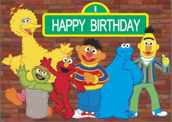 

7x5FT Sesame Street Elmo World Bricks Wall Happy Birthday Custom Photography Studio Background Backdrop Vinyl 220cm x 150cm