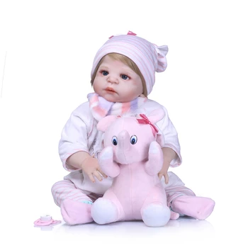 Real Silicone reborn baby girl dolls 23"57cm NPK bebes reborn menina children gift toy dolls with pink elephant plush
Real Silicone reborn baby girl dolls 23"57cm NPK bebes reborn menina children gift toy dolls with pink elephant plush