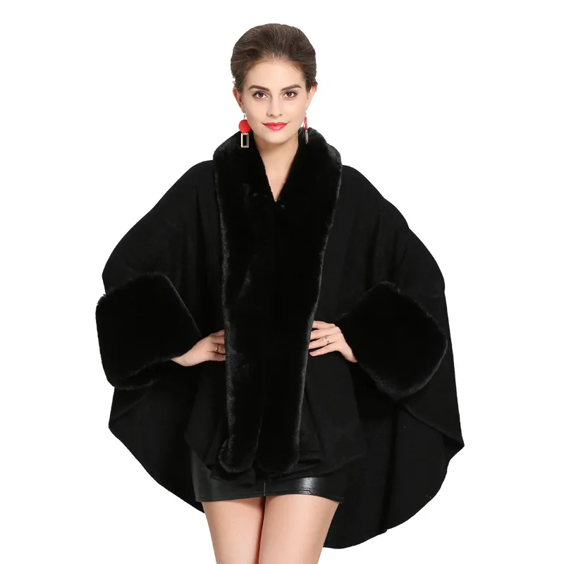 11 Colors Long Faux Fox Fur Collar Poncho Cape Women Loose Cardigan Streetwear Winter Warm Thick Mantle Batwing Sleeves Cloak
11 Colors Long Faux Fox Fur Collar Poncho Cape Women Loose Cardigan Streetwear Winter Warm Thick Mantle Batwing Sleeves Cloak