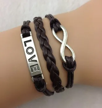 1pcs Infinity bracelet,bangle bracelet,infinity bangle,wax cords,braid leather,antique silver,ZA276 Min order 10$!
1pcs Infinity bracelet,bangle bracelet,infinity bangle,wax cords,braid leather,antique silver,ZA276 Min order 10$!