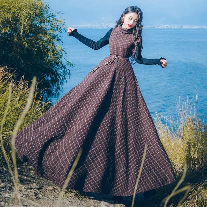 New Spring Fashion Vintage Plaid High Collar Woolen Dresses Elegant Thick Women Vests Basic Dress Ultra Long Autumn Winter Dress
New Spring Fashion Vintage Plaid High Collar Woolen Dresses Elegant Thick Women Vests Basic Dress Ultra Long Autumn Winter Dress