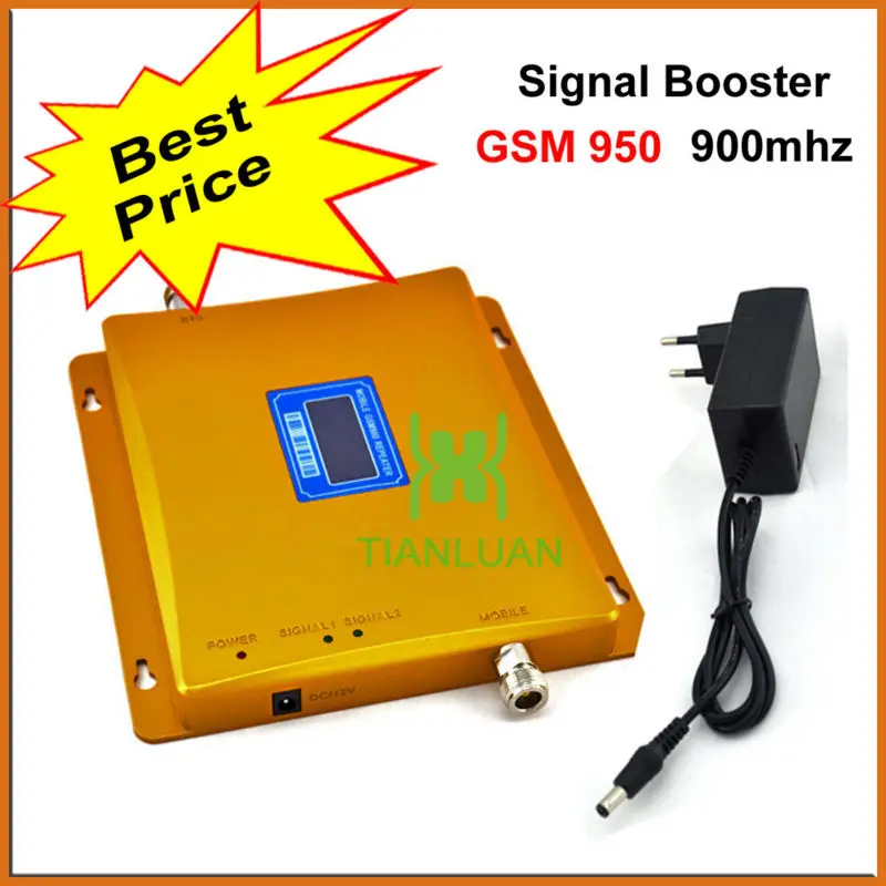 2G GSM 900Mhz Mobile Phone Signal Booster GSM950 Signal Repeater GSM Signal Amplifier with Power Supply LCD Display / Golden
2G GSM 900Mhz Mobile Phone Signal Booster GSM950 Signal Repeater GSM Signal Amplifier with Power Supply LCD Display / Golden