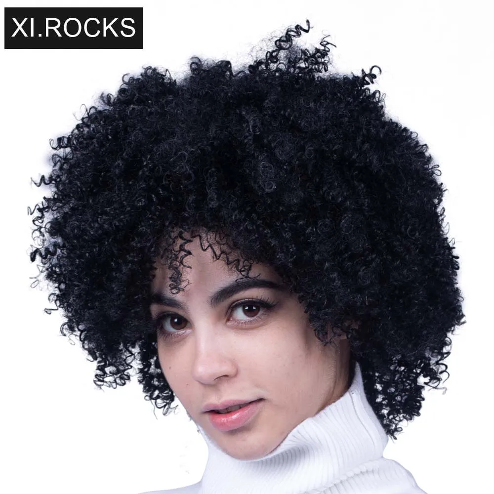 

3310A/3310B Xi.Rocks Afro Synthetic Kinky Curly Wigs For Black Women Hair Ombre Blonde Wig African Hairstyle