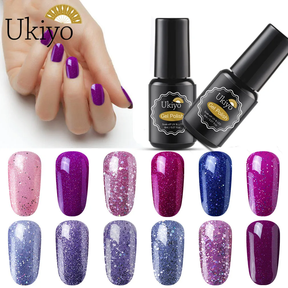 Ukiyo 8ml Purple Color Series Gel Varnish Long Lasting Soak Off Nail Gel Polish Cured With UV LED Lamp Nail Art Gel Lacquer
Ukiyo 8ml Purple Color Series Gel Varnish Long Lasting Soak Off Nail Gel Polish Cured With UV LED Lamp Nail Art Gel Lacquer