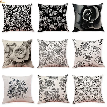 Black Rose Cushion Cover Black and White Polyester Throw Pillow Case Car Sofa Pillow Cover Outdoor Chair Waist Cushions Case
Black Rose Cushion Cover Black and White Polyester Throw Pillow Case Car Sofa Pillow Cover Outdoor Chair Waist Cushions Case