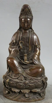 003752 15" China Buddhism Bronze Seat lotus Kwan-yin Guan Yin Boddhisattva Vase Statue 
003752 15" China Buddhism Bronze Seat lotus Kwan-yin Guan Yin Boddhisattva Vase Statue