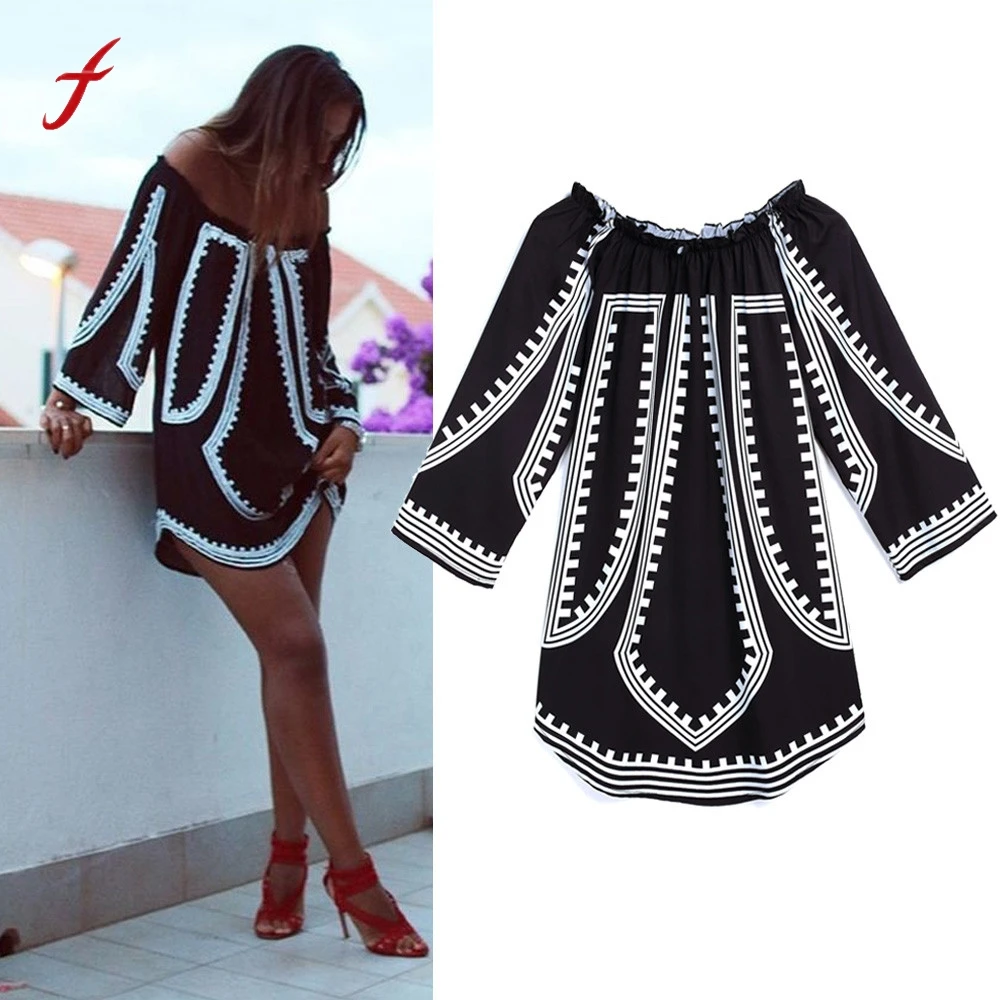 Feitong 2019 Summer Dress Women Sexy Off Shoulder Long Sleeve Loose Printed Tops Party Beach Mini Dress vestidos verano robe New
Feitong 2019 Summer Dress Women Sexy Off Shoulder Long Sleeve Loose Printed Tops Party Beach Mini Dress vestidos verano robe New