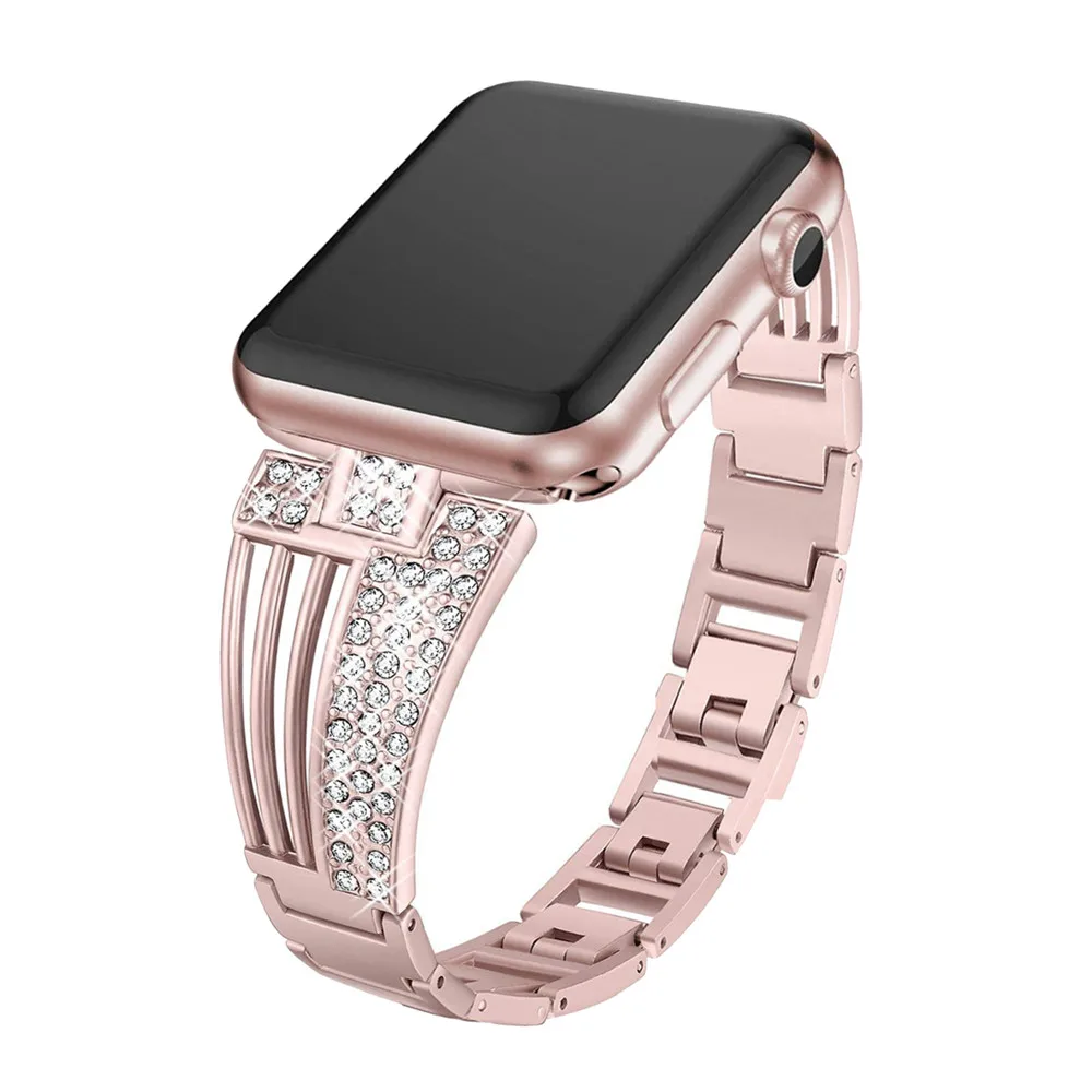 Женские туфли бриллиантовый браслет для наручных часов Apple Watch версии 6 SE 5 4 3 2