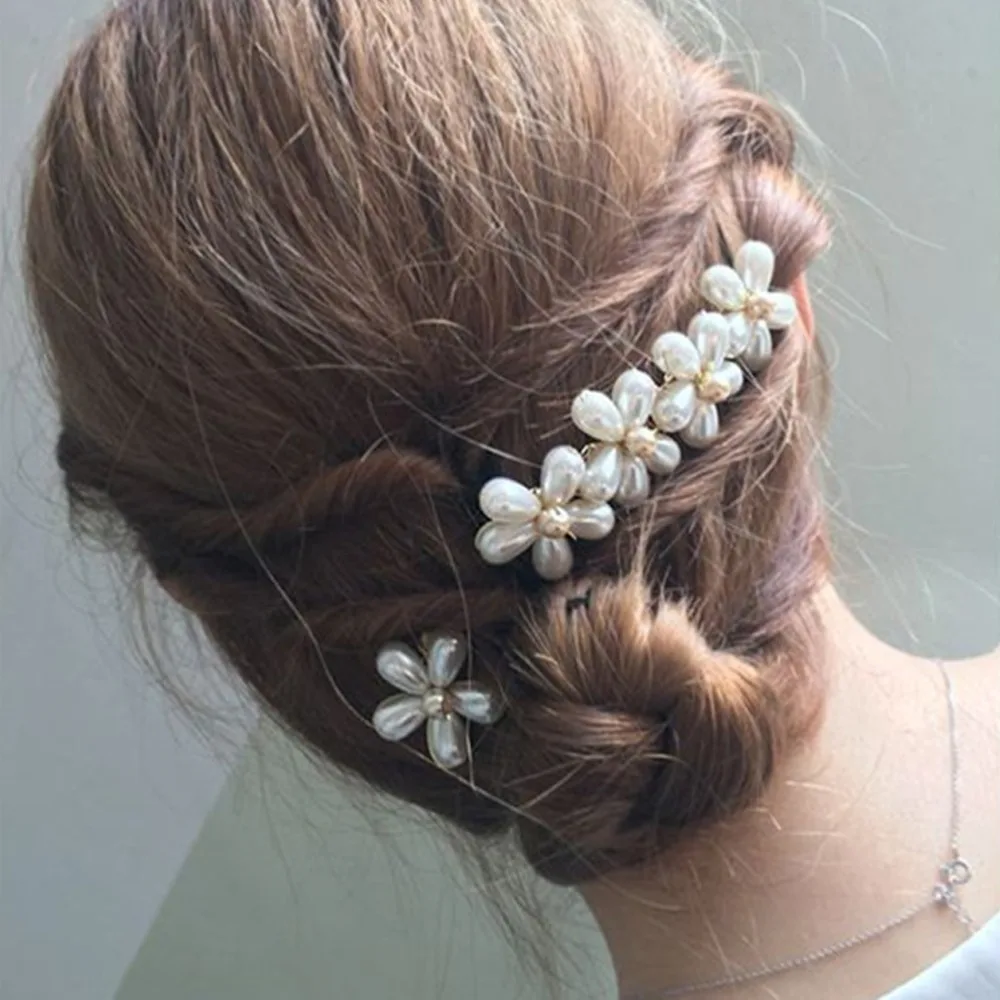 

INS Flower Imitation Pearls Hair Clips for Women Floral Party Hairpins Stylish Side Clips Barrette accesorios para el cabello