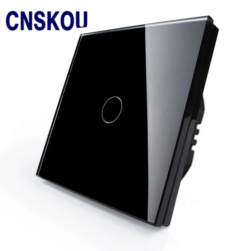 

CNSKOU EU Standard 1 Gang 1 Way AC220~250V Wireless Smart Home IOS/Android Phone App Wifi Control Glass Panel Wall Light Switch