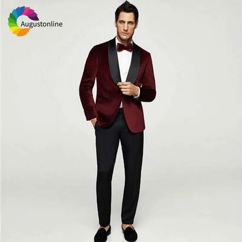 Burgundy Groom Tuxedo Men Suits Wedding Black Shawl Lapel Slim Fit Bridegroom Blazer Jacket 2Piece Pants Costume Homme Mariage
Burgundy Groom Tuxedo Men Suits Wedding Black Shawl Lapel Slim Fit Bridegroom Blazer Jacket 2Piece Pants Costume Homme Mariage
