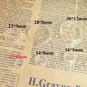 150pcs/lot 12x6mm&14*8mm &16x8m &22x9mm &28x8mm&30x12mm liquid cylinder style clear glass bubble bottle--size option