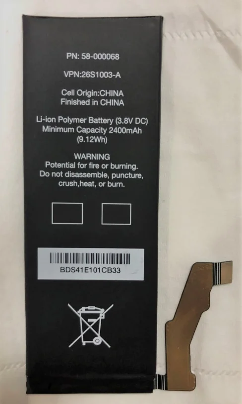 New 2400mAh/9.12Wh 3.8V 58-000068 26S1003-A Replacement High quality Battery For Amazon Fire Phone SD4930UR SD4930 S12-M1-C
New 2400mAh/9.12Wh 3.8V 58-000068 26S1003-A Replacement High quality Battery For Amazon Fire Phone SD4930UR SD4930 S12-M1-C