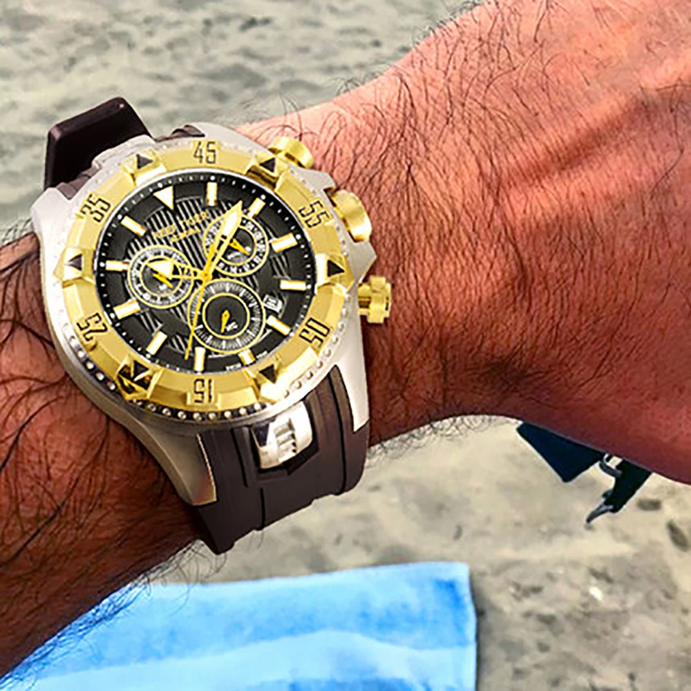 Reef Tiger/RT Men Sports Quartz Watches with Chronograph and Date Big Dial Super Luminous Steel Yellow Gold Stop Watch RGA303
Reef Tiger/RT Men Sports Quartz Watches with Chronograph and Date Big Dial Super Luminous Steel Yellow Gold Stop Watch RGA303