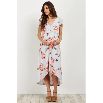 Pregnant Women In Long Skirt Print Short-sleeved V-neck Fashion Comfortable Cover Belly Summer Pregnancy Dress
Pregnant Women In Long Skirt Print Short-sleeved V-neck Fashion Comfortable Cover Belly Summer Pregnancy Dress