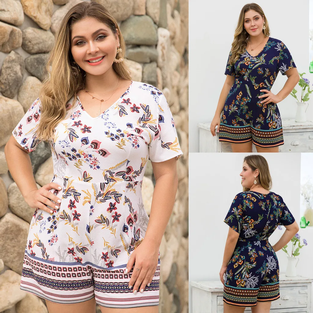 Rompers Womens Jumpsuit Plus Size V-neck Short Sleeve Waist Wide Leg Pants Short Splice Jumpsuit Sexy Bodysuit Playsuit Overalls
Rompers Womens Jumpsuit Plus Size V-neck Short Sleeve Waist Wide Leg Pants Short Splice Jumpsuit Sexy Bodysuit Playsuit Overalls