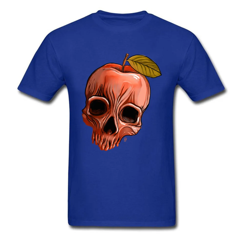 O Neck Apple Skull Cotton Fabric Men Top T-shirts Custom Short Sleeve Tops Shirt On Sale Printed T-Shirt Top Quality Apple Skull blue