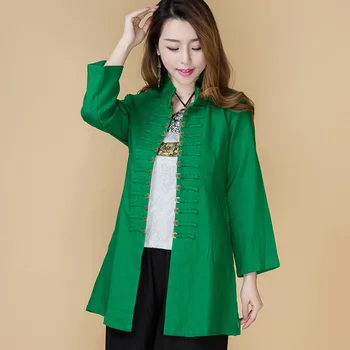 Solid Green Fashion Chinese Traditional Women's Cotton Linen Copper Cash Button Lengthen Coat Dust coat L XL XXL 081004
Solid Green Fashion Chinese Traditional Women's Cotton Linen Copper Cash Button Lengthen Coat Dust coat L XL XXL 081004