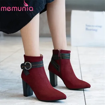 MEMUNIA 2020 new arrival women ankle boots flock buckle zip autumn winter boots pointed toe high heels office shoes woman
MEMUNIA 2020 new arrival women ankle boots flock buckle zip autumn winter boots pointed toe high heels office shoes woman