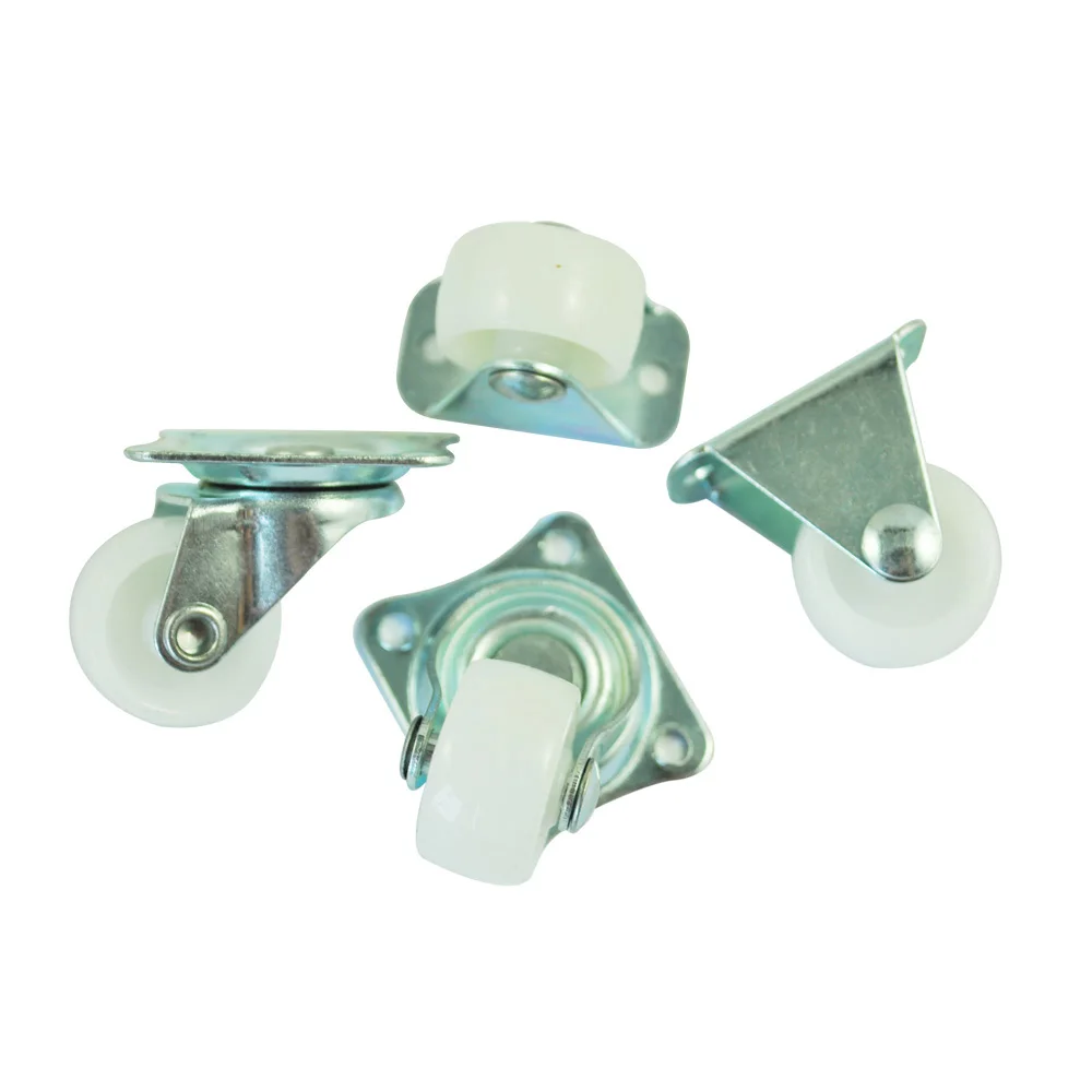 Hot sale in stock New 4 Pcs Practical 1" Plastic Wheel Rectangle Top Plate Fixed Swivel Caster Set
