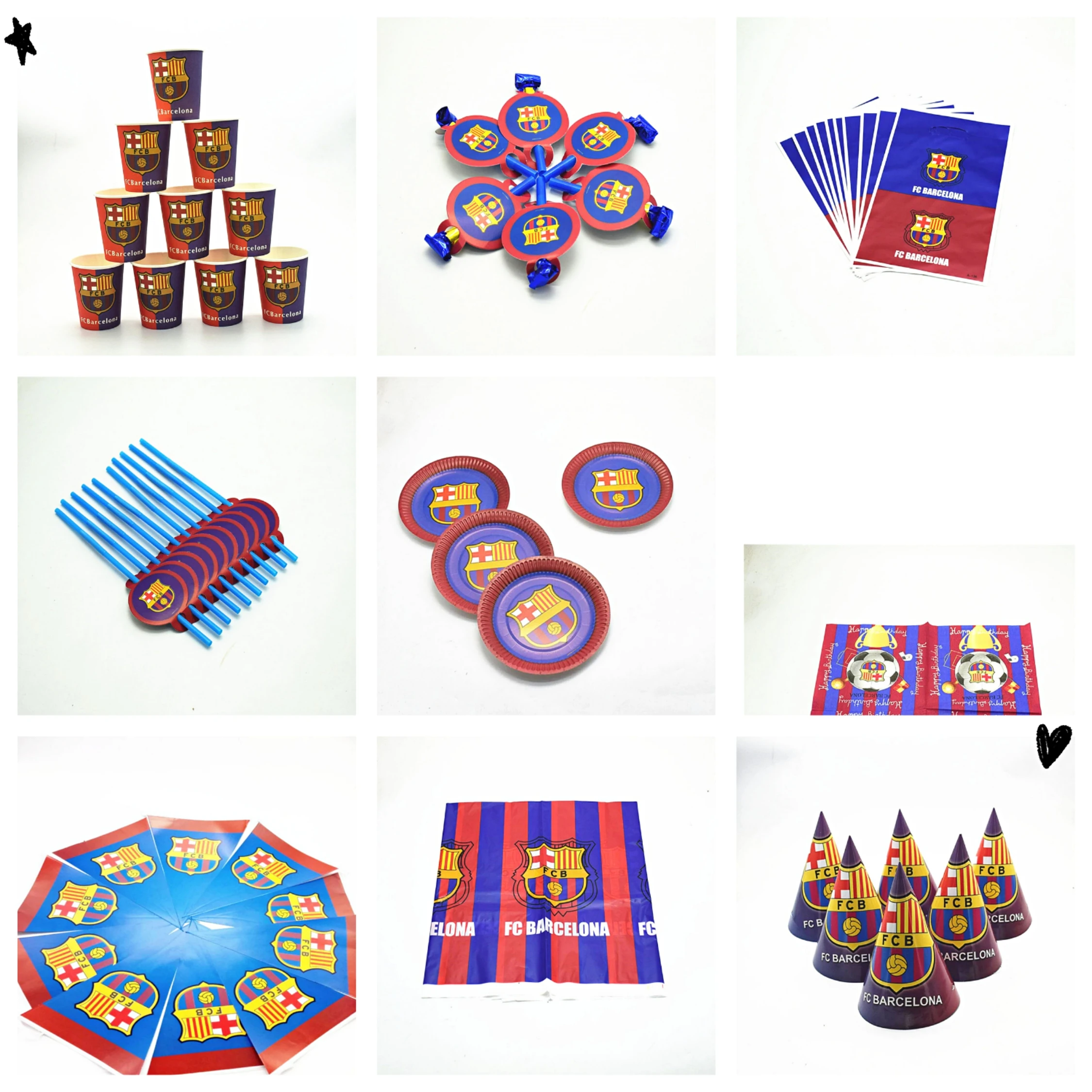 all kinds of cartoon football barcelona theme party disposable tableware hats gift bags cups plates blowouts banners napkins
all kinds of cartoon football barcelona theme party disposable tableware hats gift bags cups plates blowouts banners napkins