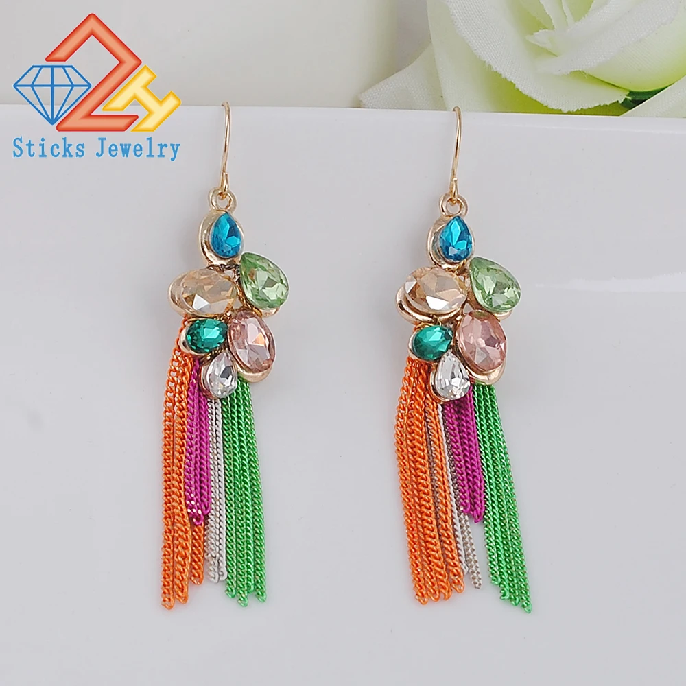 The new design specifications of a variety of color shape glass stone earrings fashion European brands flow comb earrings
The new design specifications of a variety of color shape glass stone earrings fashion European brands flow comb earrings