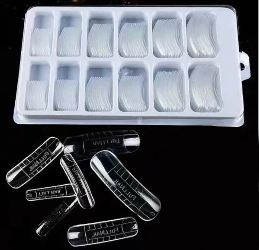 Shellhard 120pcs/box Professional Clear Dual System Nail Forms Finger Extension 12 Sizes Nail Forms Mold Model False Nail Tips