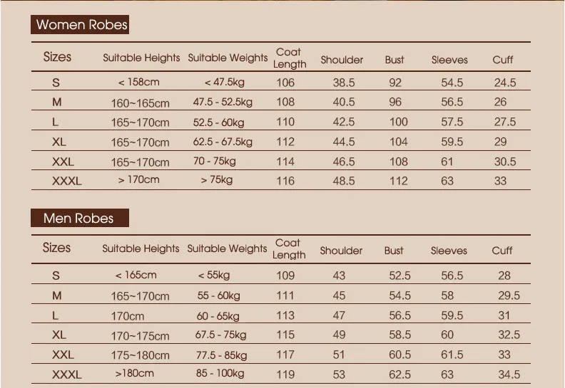 Winter Bathrobe Size