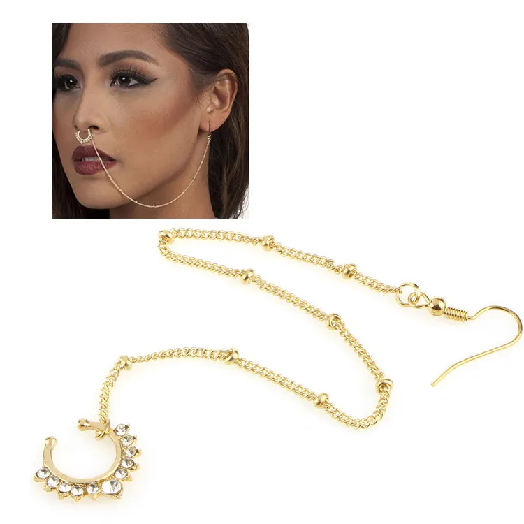 2019 female jewelry new U-shaped fan-shaped gold chain nose rings fake nose ring chain earrings
2019 female jewelry new U-shaped fan-shaped gold chain nose rings fake nose ring chain earrings
