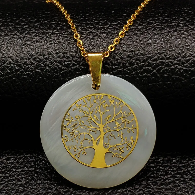 2019 Fashion Shell Stainless Steel Statement Necklace for Women Gold Color Tree of Life Chain Necklace Jewelry gargantilla N1880
2019 Fashion Shell Stainless Steel Statement Necklace for Women Gold Color Tree of Life Chain Necklace Jewelry gargantilla N1880