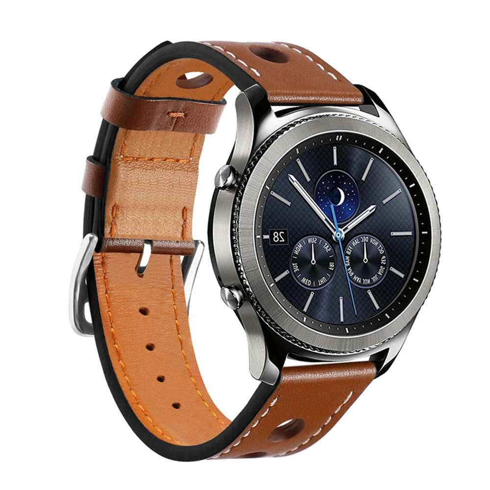 

22mm Genuine Leather Strap for Samsung Gear S3 Classic/Frontier Glaxy Watch 46mm Watchband Replacement wrist belt clock bracelet