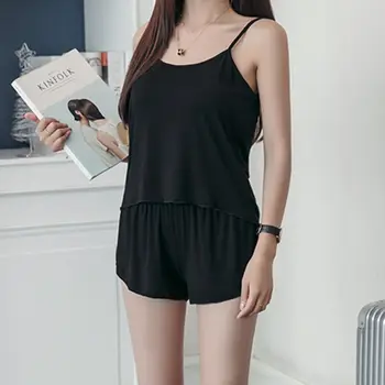 Minimalist Women Summer Sleeveless Pajamas Set Solid Color Sexy Tank Top Camisole Curved Hem Shorts Sleepwear Sling Loungewear
Minimalist Women Summer Sleeveless Pajamas Set Solid Color Sexy Tank Top Camisole Curved Hem Shorts Sleepwear Sling Loungewear