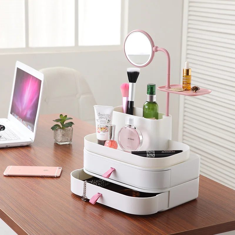 Creative ABS Cosmetic Jewelry Organizer Office Storage Drawer Desk Makeup Case Double Lay Holder Brush Storage Box With Mirror
Creative ABS Cosmetic Jewelry Organizer Office Storage Drawer Desk Makeup Case Double Lay Holder Brush Storage Box With Mirror