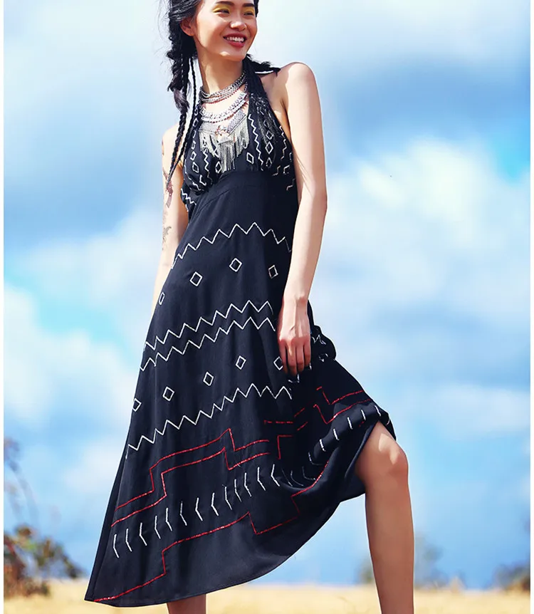 Aporia.As Spring Summer Women National Trend Bohemia Sequined Embroidery Slim Halter Chiffon Beach Casaul Long Dress
Aporia.As Spring Summer Women National Trend Bohemia Sequined Embroidery Slim Halter Chiffon Beach Casaul Long Dress