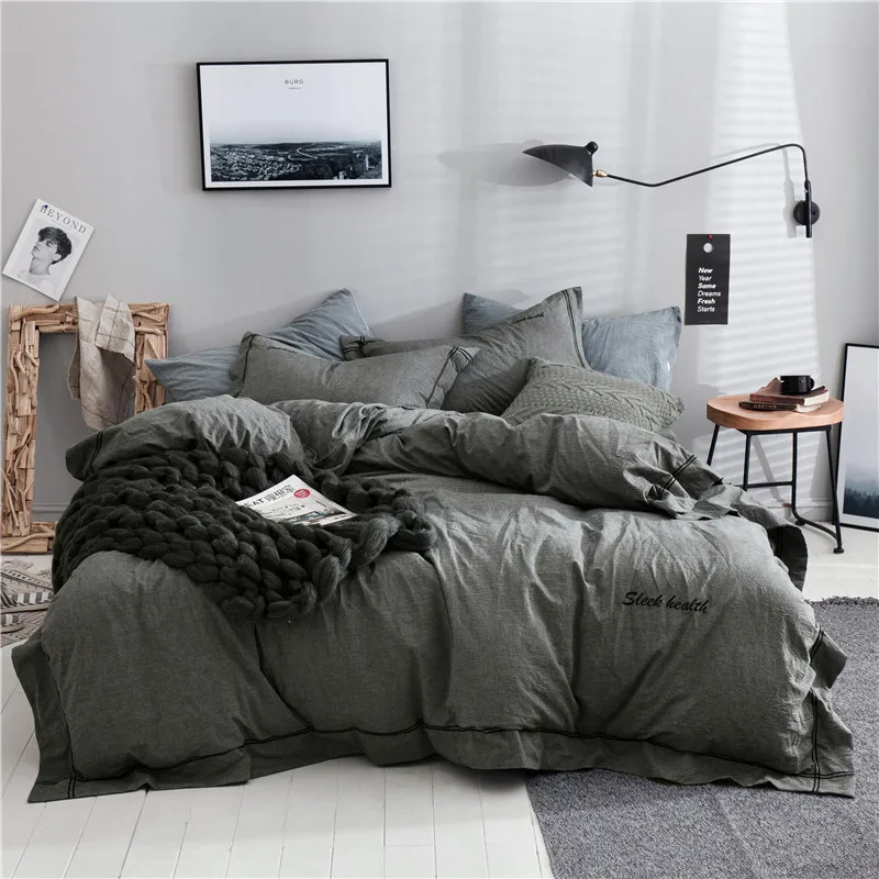 Dark Gray Solid Color Bedding Set 100% Cotton 3/4Pcs Family Set Include Bed Sheet Duvet Cover Pillowcase Boy Room Flat Sheet Set
Dark Gray Solid Color Bedding Set 100% Cotton 3/4Pcs Family Set Include Bed Sheet Duvet Cover Pillowcase Boy Room Flat Sheet Set
