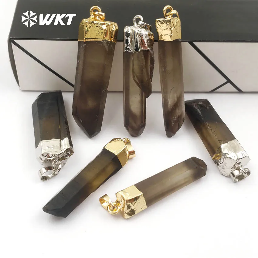 WT- P740 WKT new models fashion smoky stone pendant nice quality radomly shape stone pendant with gold/silver trim on top
WT- P740 WKT new models fashion smoky stone pendant nice quality radomly shape stone pendant with gold/silver trim on top