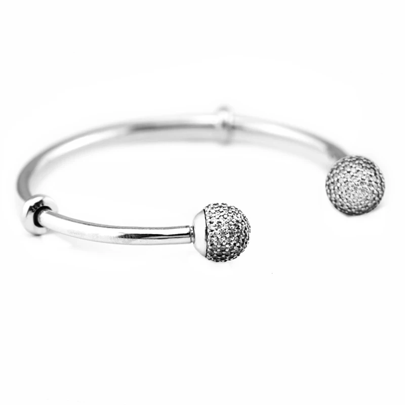 925 Sterling Silver Sparkled Open Bangle For Women Original Fashion Jewelry Fits For Beads & Charms PANDOCCI
925 Sterling Silver Sparkled Open Bangle For Women Original Fashion Jewelry Fits For Beads & Charms PANDOCCI