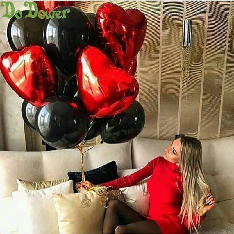 10pcs 2.3g black latex balloons+5pcs 18inch red heart foil balloons birthday wedding party supplies globos love helium ballons
10pcs 2.3g black latex balloons+5pcs 18inch red heart foil balloons birthday wedding party supplies globos love helium ballons
