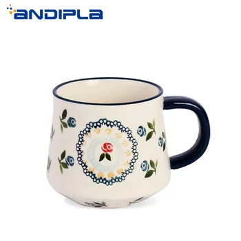 

400ml Vintage Creative Hand Painted Ceramic Porcelain Mug Breakfast Milk Oatmeal Cup Tea Coffee Water Mugs Fruit Juice Drinkware