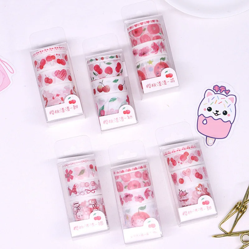 4Pcs Creative Pink Washi Tape Kawaii Cherry Decorative Adhesive Tape Cute Masking Tapes For Kids Scrapbooking DIY Photos Albums
4Pcs Creative Pink Washi Tape Kawaii Cherry Decorative Adhesive Tape Cute Masking Tapes For Kids Scrapbooking DIY Photos Albums