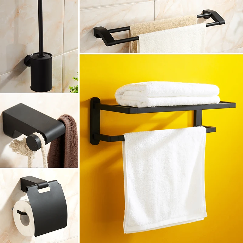 Black Bathroom Accessories Set Stainless Steel Towel Shelf Hardware Pendant Suit Towel Ring Towel Bar Paper Holder Toilet Brush
Black Bathroom Accessories Set Stainless Steel Towel Shelf Hardware Pendant Suit Towel Ring Towel Bar Paper Holder Toilet Brush