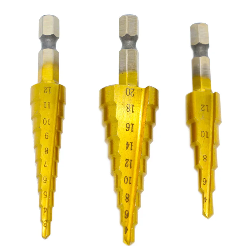 Yalku 3pc Drill Tool Set Metal Drilling HSS Step Drill Power Tool Titanium Cone Cutting Woodworking Wood Bit 3-12/4-12/4-20mm
Yalku 3pc Drill Tool Set Metal Drilling HSS Step Drill Power Tool Titanium Cone Cutting Woodworking Wood Bit 3-12/4-12/4-20mm