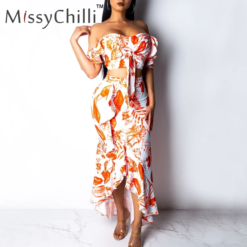 MissyChilli Elegant floral ruffle long dresses for Women sexy off shoulder lace up summer Dress female bodycon 2piece suit dress
MissyChilli Elegant floral ruffle long dresses for Women sexy off shoulder lace up summer Dress female bodycon 2piece suit dress