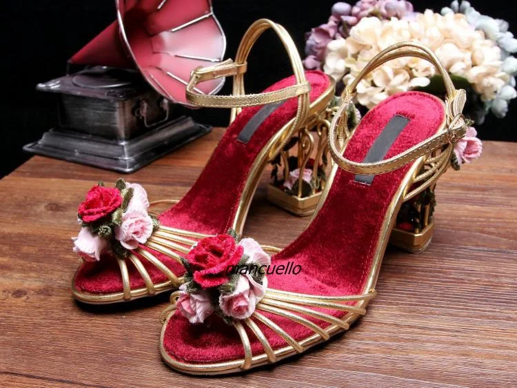 Glamorous Buckle Style Rose Decorated Strange Heel Sandals Women Fancy Rose Caged Heel Open Toe dress Sandals Party Wedding Shoe
Glamorous Buckle Style Rose Decorated Strange Heel Sandals Women Fancy Rose Caged Heel Open Toe dress Sandals Party Wedding Shoe