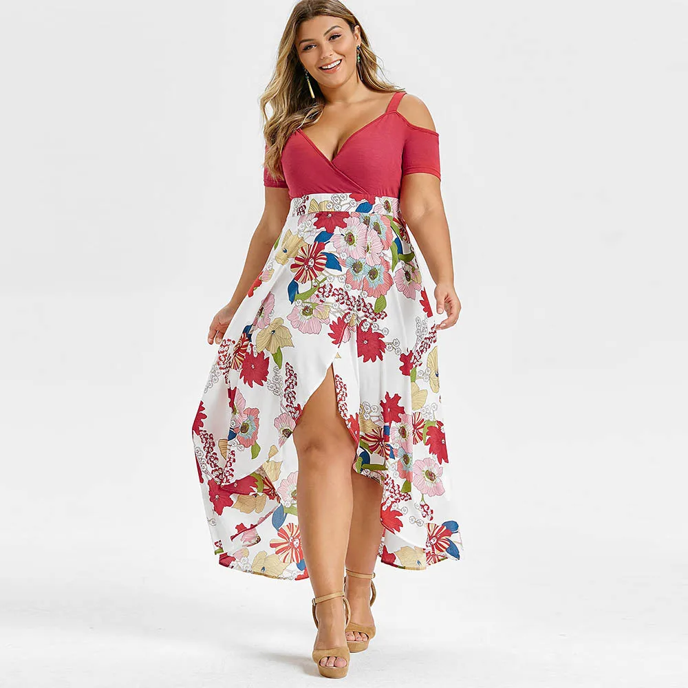 Rosegal Plus Size Open Shoulder Floral Overlap Maxi Dress Asymmetrical Short Sleeves Cut Out High Waist V-Neck Bohemian Dress
Rosegal Plus Size Open Shoulder Floral Overlap Maxi Dress Asymmetrical Short Sleeves Cut Out High Waist V-Neck Bohemian Dress