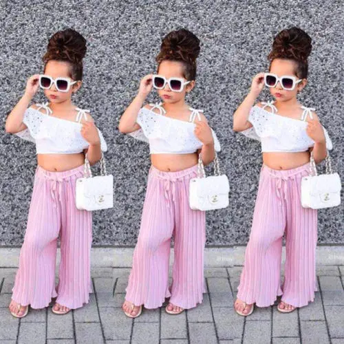 New Style Summer Clothes Set Kid Baby Girl White Lace Off Shoulder Crop Top Flare Long Pant Infant Outfit Chidlren Clothes 2-7T
New Style Summer Clothes Set Kid Baby Girl White Lace Off Shoulder Crop Top Flare Long Pant Infant Outfit Chidlren Clothes 2-7T