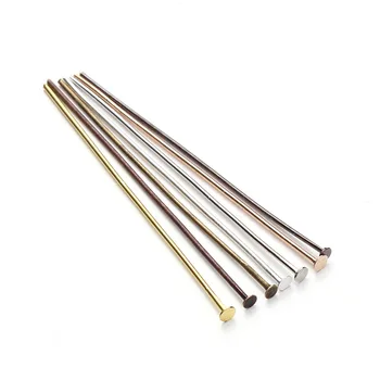 

200pcs 20/26/30//40/50 mm Flat Head Pins Dia 0.7mm Gold/Silver/Rhodium/Copper/Bronze Head Pins For Jewelry Making Accessories