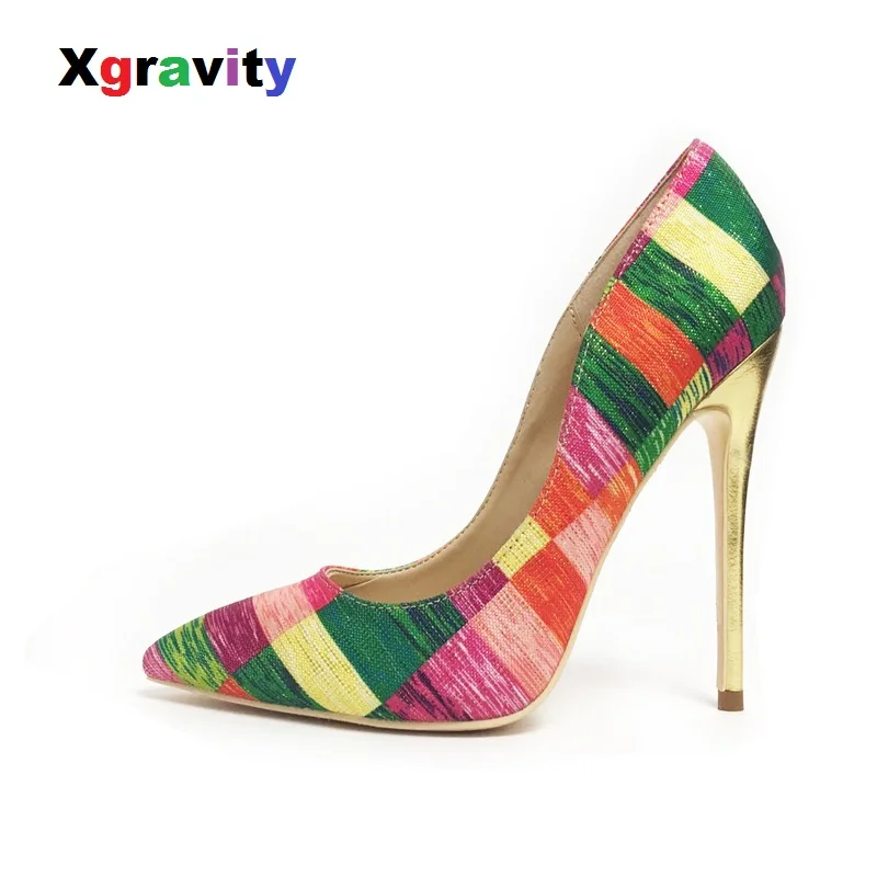 Xgravity Hot Sexy Designer Pumps New Spring Autumn Pointed Toe Thin Heel Woman Shoes Mix Color Shoes Colorful Rainbow Heels S043 
Xgravity Hot Sexy Designer Pumps New Spring Autumn Pointed Toe Thin Heel Woman Shoes Mix Color Shoes Colorful Rainbow Heels S043